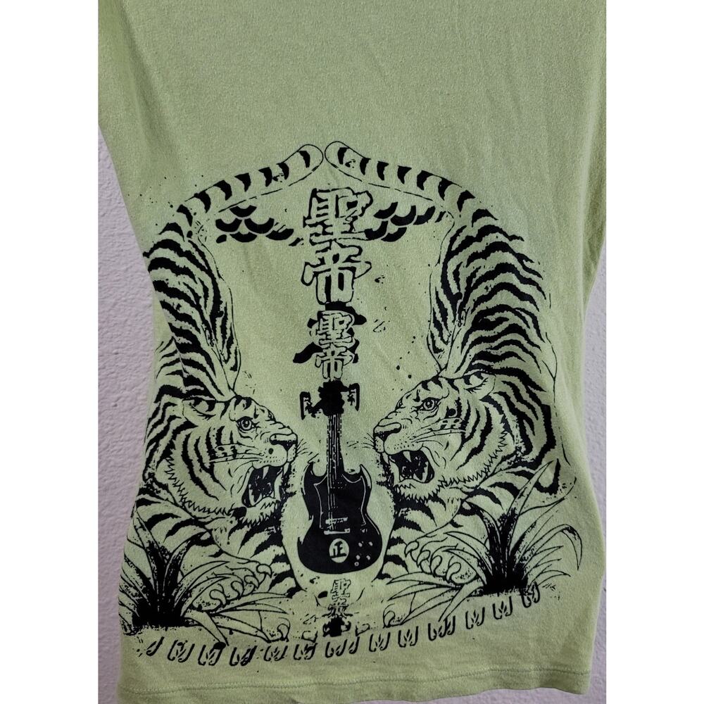 Truck Lime Green Distressed Graphic T Shirt Top Large Soft Lightweight Tagless - Picture 4 of 5